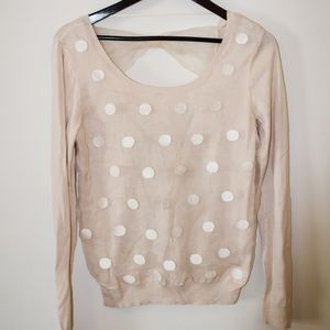 pale pink polka dot Lauren Conrad sweater